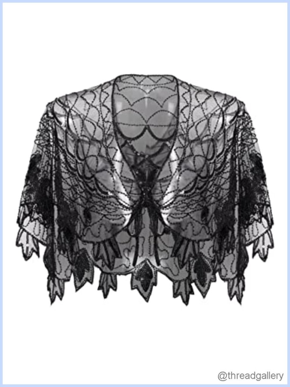 Sequin Beaded Evening Shawl Wrap Sheer Chiffon Cover Up